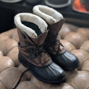 Sorel Mens Bighorn Leather Boots Brown Wool Lining Waterproof Size 9 Canada